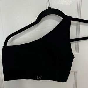 Set one shoulder sports bra crop top